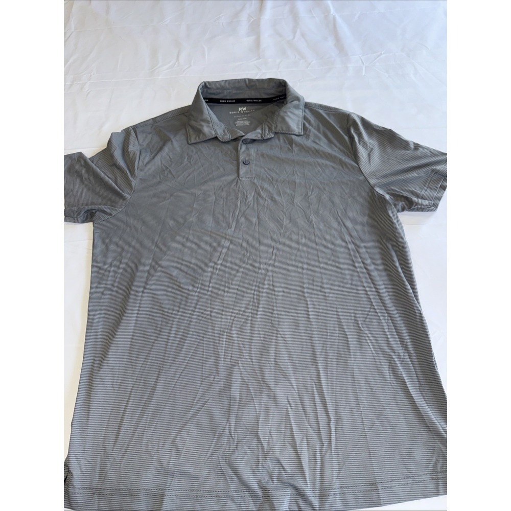 Rorie Whelan RW Golf Mens Large Print Polo Shirt Gray/Black Short Sleeve